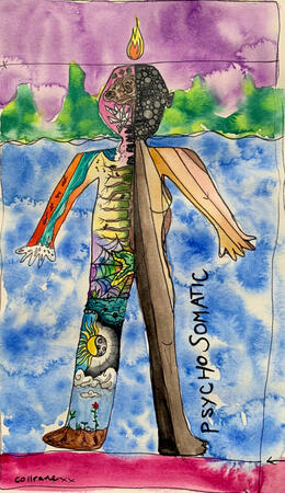 Psychosomatic. Watercolor and Ink on paper. March 2022.