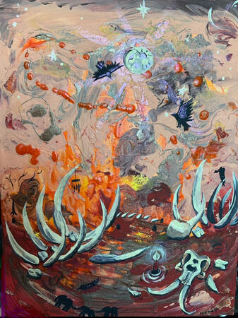 Elephant Graveyard. Acrylic on Canvas Board. August 2022.