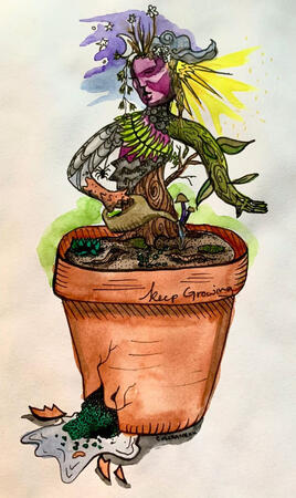 Keep Growing. Watercolor and Ink on paper. April 2022.