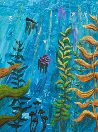 Kelp Forest. Acrylic on Canvas Board. June 2022.